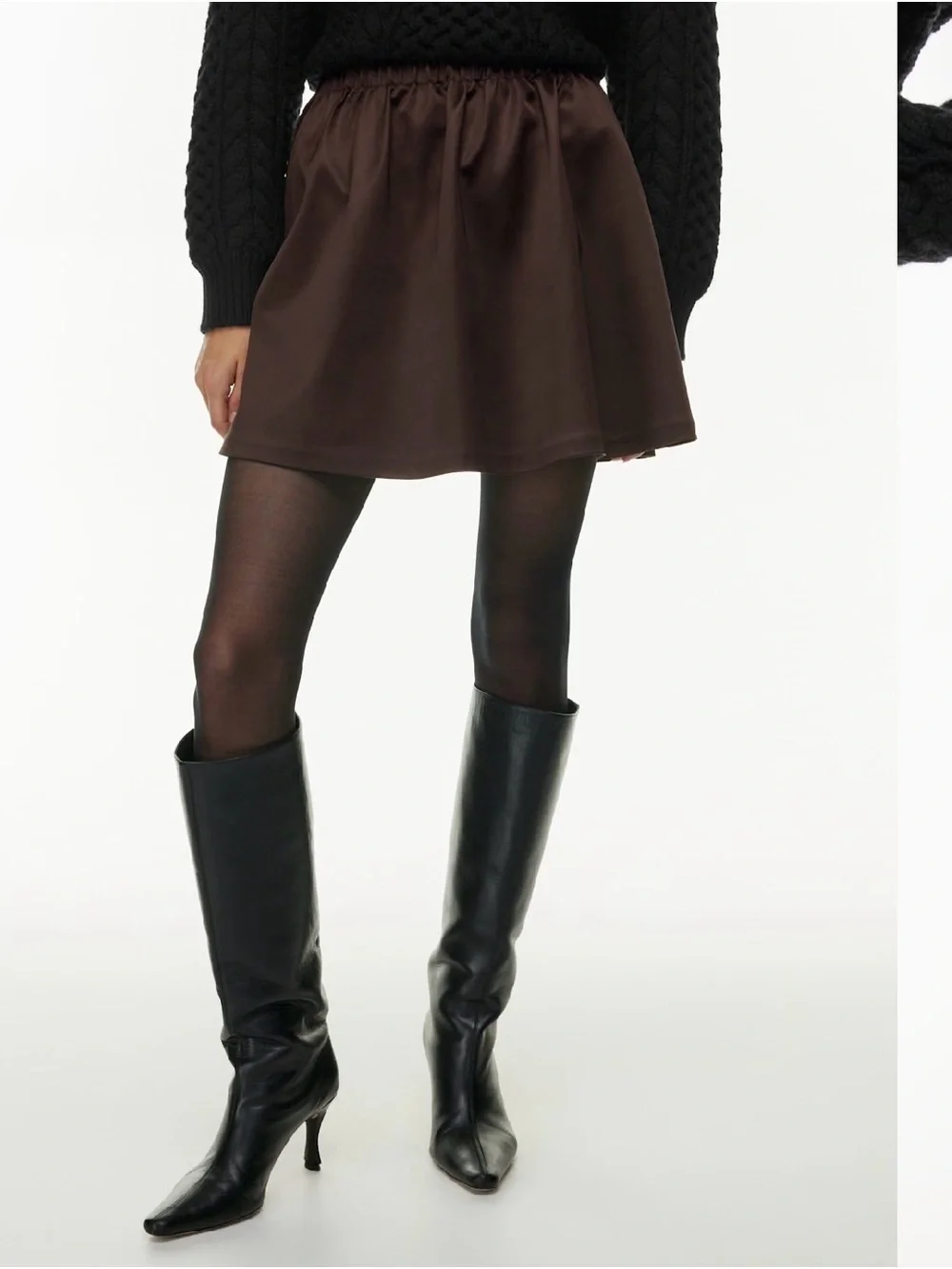 Wilfred Brown High Rise Satin Bubble Skirt